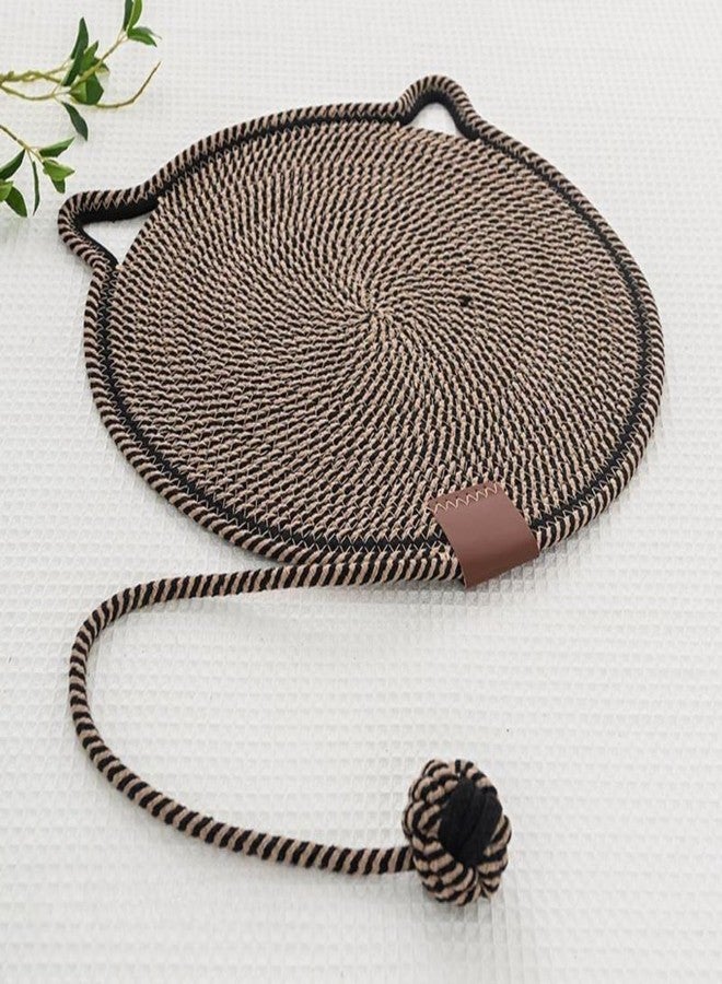 Wrixty Cat Scratcher Mat Natural Cotton Rope Scratch Pad 15.7’’ Round Floor Scratching for Indoor Cats Durable Furniture Protector Couch Wall and Sofa - Image 2
